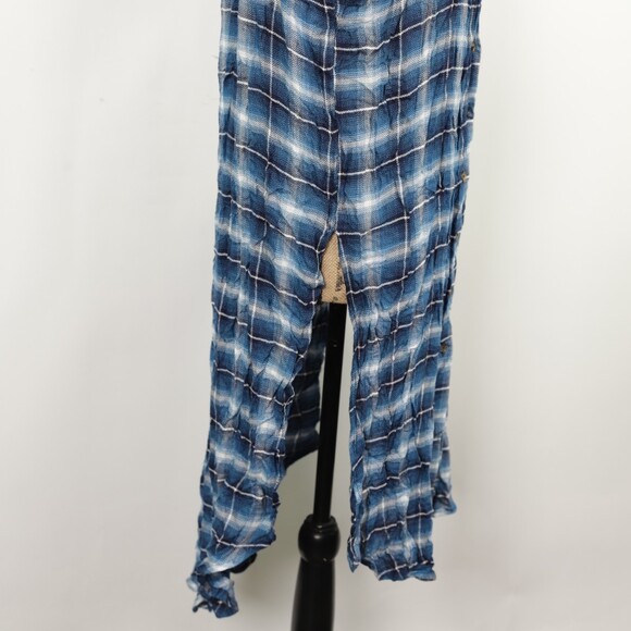 NWT UK2LA Sleeveless Boho Button Down Plaid Shirt size M - Picture 6 of 12